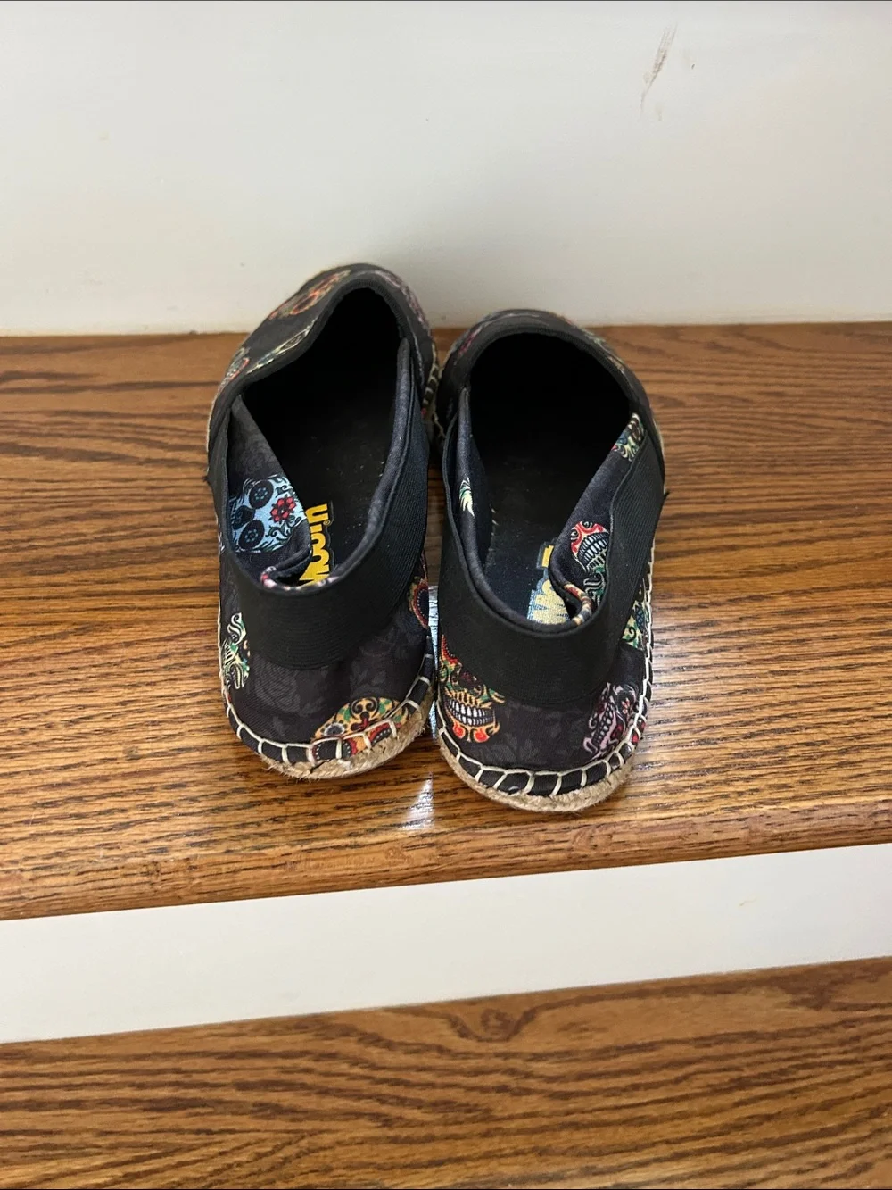 Loudmouth Black Espadrilles with Colorful Sugar Skull Print